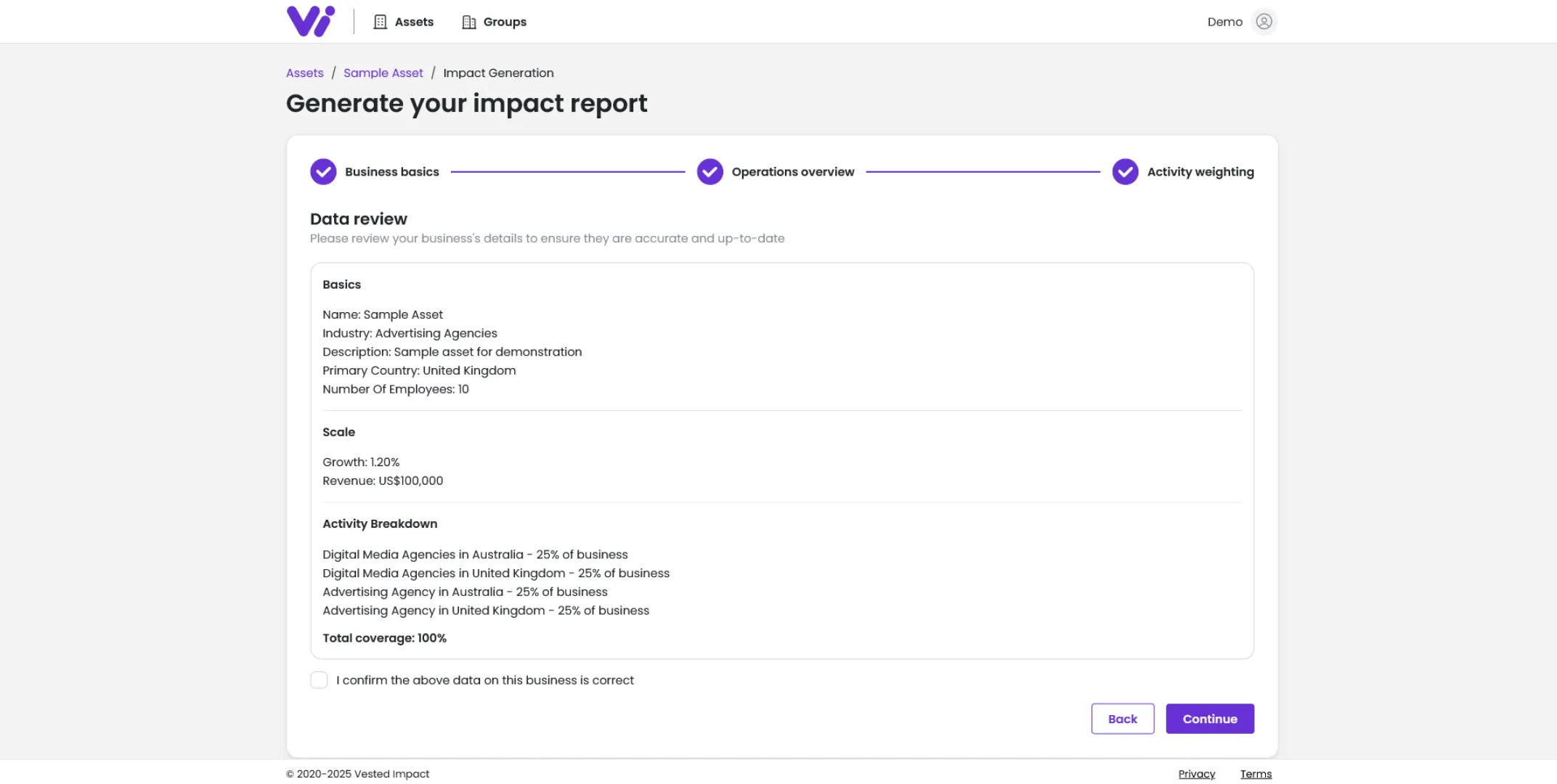 Screenshot of application with review form